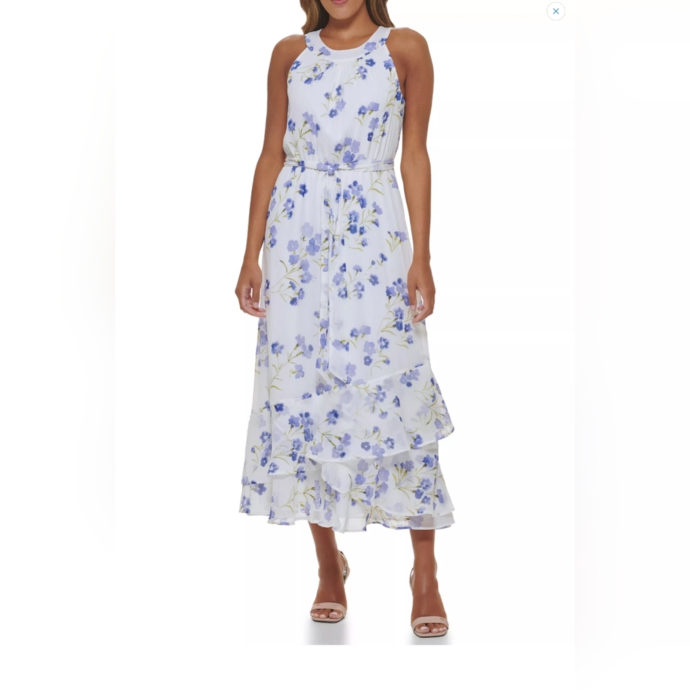 Calvin Klein Purple Spaghetti Strap Sundress Midi